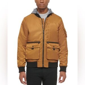 LEVI’S Men’s Hooded Utility Worker Khaki Jacket W Zipper Pockets NWT, Sz Large